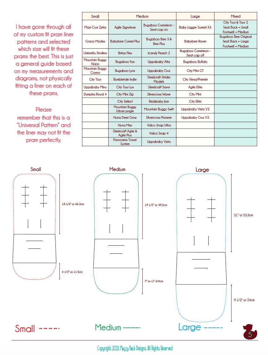 Universal Pram Liner, Stroller Liner, PDF Sewing Pattern, Pram